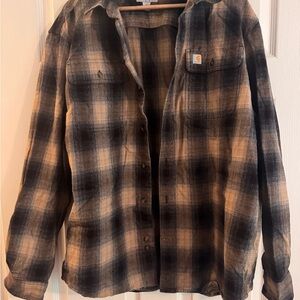 Carhartt Men's Casual Plaid Shirt - Black and Tan